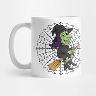 Halloween Witch Broom Spider Web Mug